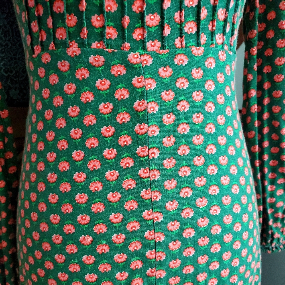Vintage 70s Green Cottagecore Prairie Dress - Picture 5 of 7